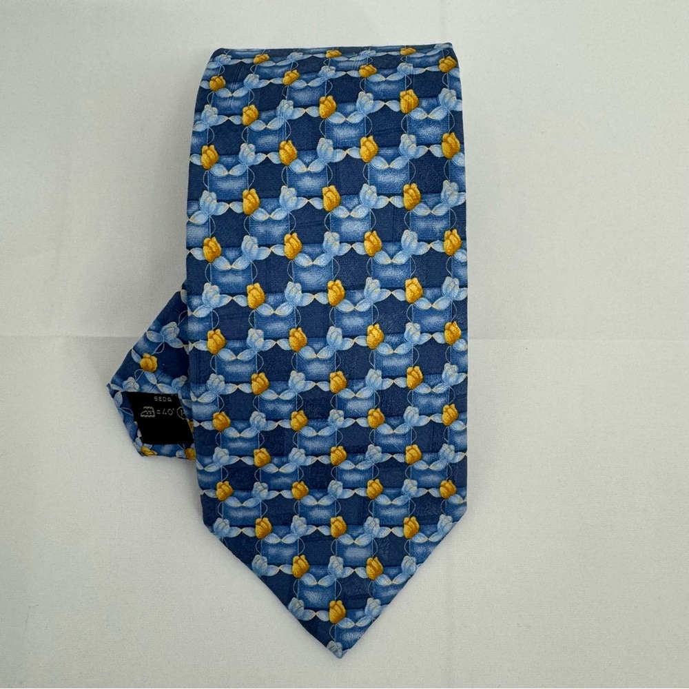 ERMENEGILDO ZEGNA Mens Neck Tie 100 % Silk BLUE FLORAL